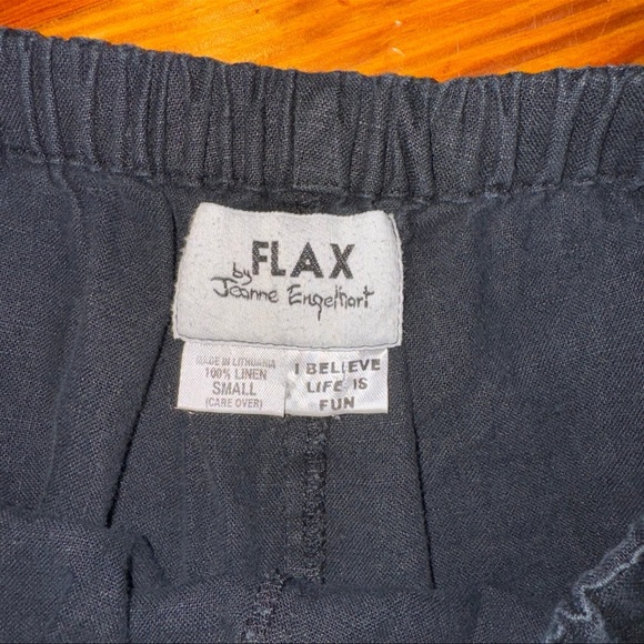Flax Linen Cropped Wide Leg Pants Black Small - Picture 4 of 10